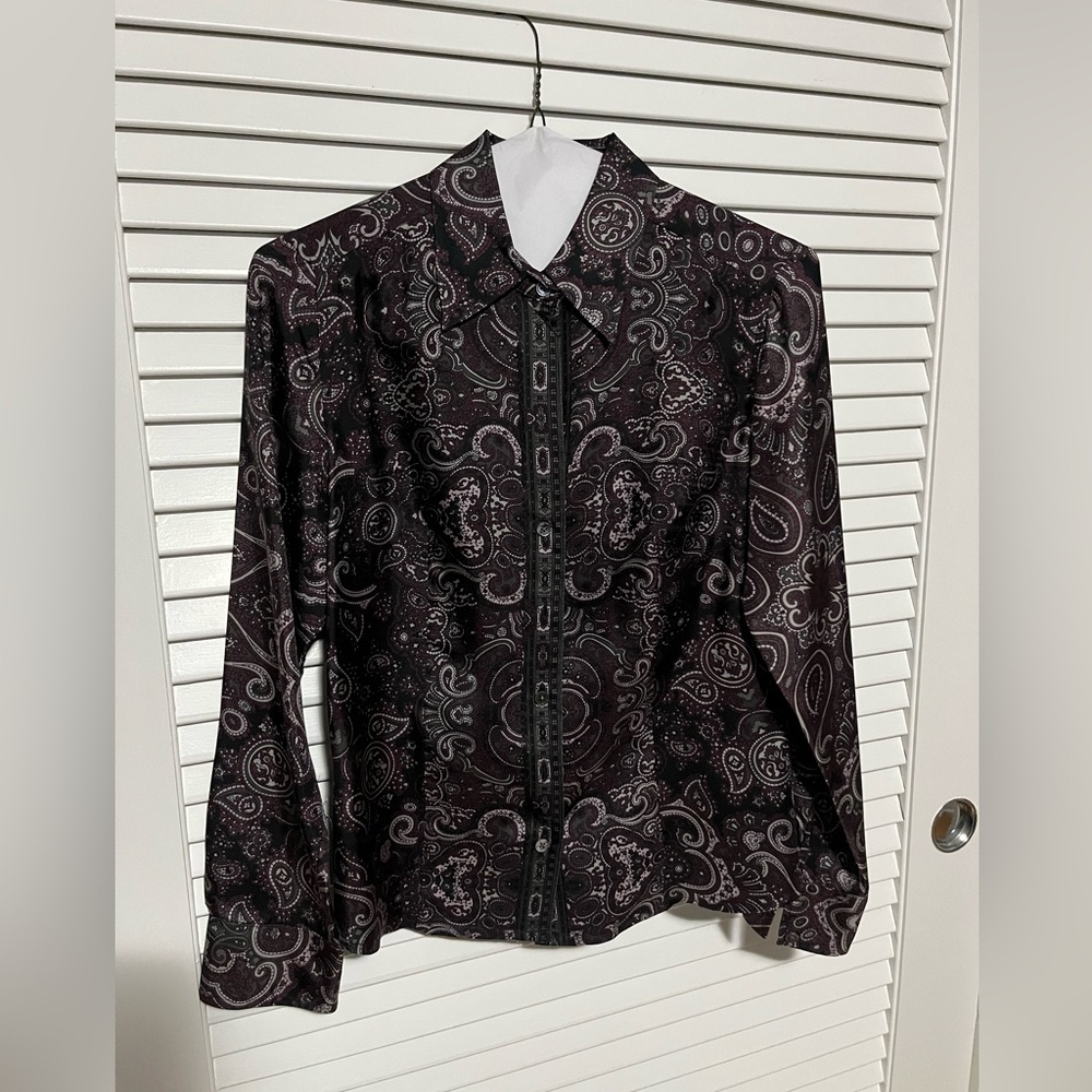 Ann Taylor Burgundy Paisley Blouse